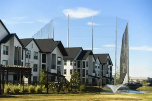 Silo Creek Apartment Exterior with Top Golf in Background